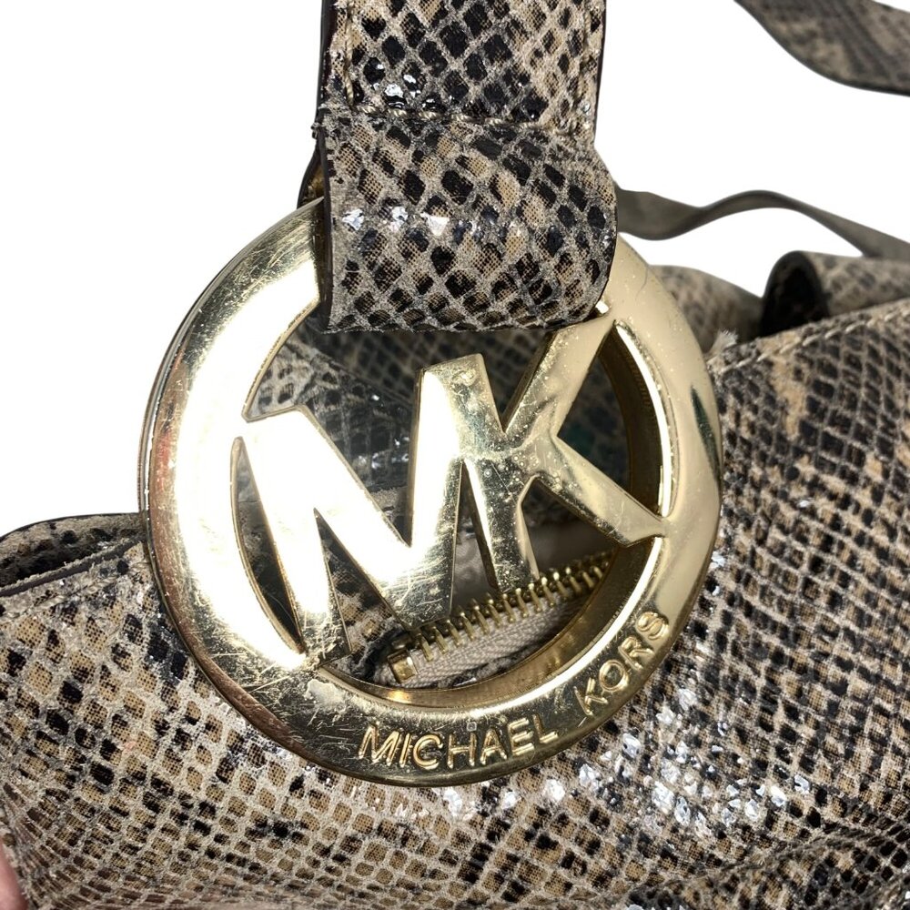 Michael Kors Fulton Python Embossed Leather Large… - image 4